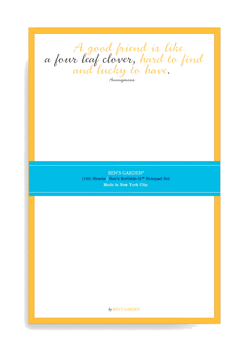 A Good Friend Is Like A Four Leaf Clover Scribble Notepad Set Of 2 // Min. Case Pack of 6