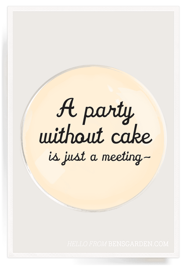 Bensgarden.com | A Party Without Cake Round Decoupage Glass Tray - Bensgarden.com