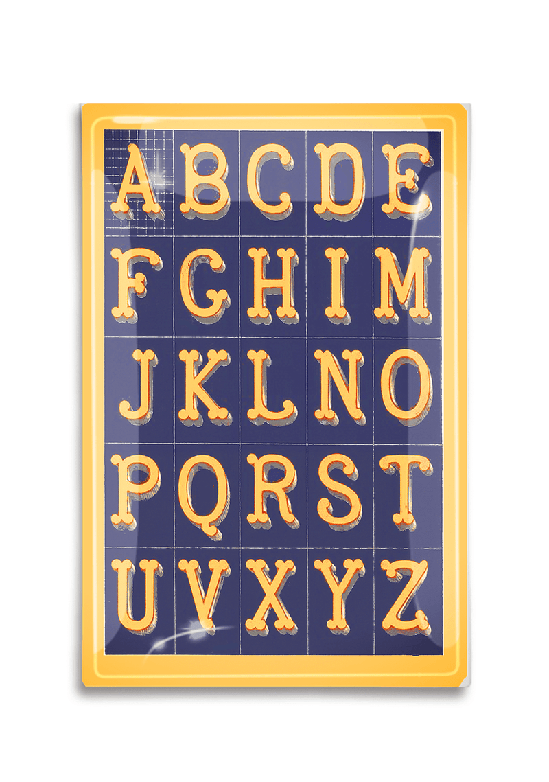 Bensgarden.com | Alphabet Blue and Yellow Fancy Lettering Decoupage Glass Tray - Bensgarden.com