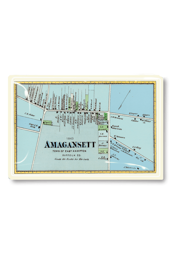 Amagansett Vintage Map Decoupage Glass Tray - Wholesale Ben's Garden 