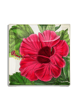 Bensgarden.com | Argentinian Pink Hibiscus Flower Decoupage Glass Tray - Bensgarden.com