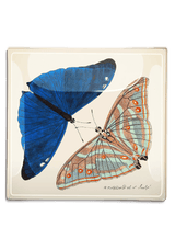 Blue Butterfly Pair Decoupage Glass Tray - Wholesale Ben's Garden 