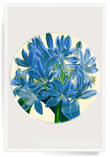 Bensgarden.com | Blue Lily Round Decoupage Glass Tray - Bensgarden.com