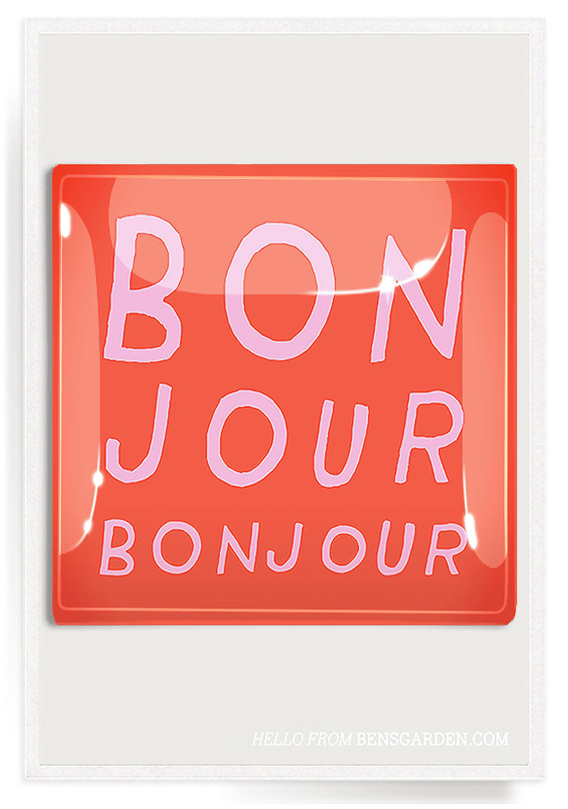 Bensgarden.com | Bonjour Handwritten Decoupage Glass Tray - Bensgarden.com