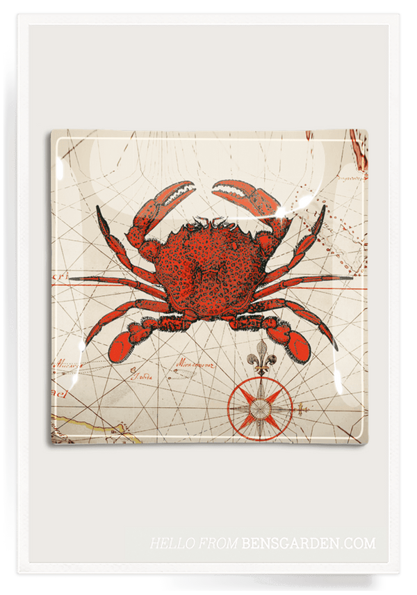 Bensgarden.com | Chesapeake Crab Decoupage Glass Tray - Bensgarden.com