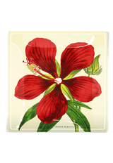 Crimson Hibiscus Flower Decoupage Glass Tray - Wholesale Ben's Garden 
