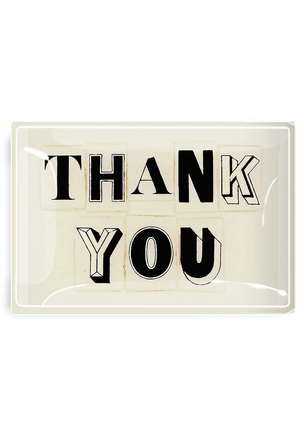Thank You Newspaper Letters Decoupage Glass Tray