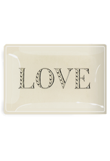 Love Engraved Victorian Bookplate Decoupage Glass Tray