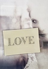 Love Engraved Victorian Bookplate Decoupage Glass Tray