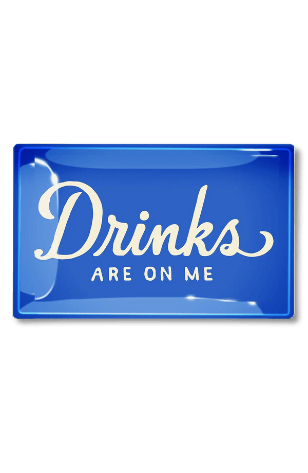 Drinks Are On Me Royal Blue Decoupage Glass Tray - Wholesale Ben's Garden 