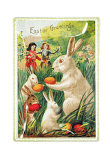 Easter Greetings Three White Bunnies Glass Tray Decoupage Glass Tray - Wholesale Ben's Garden 