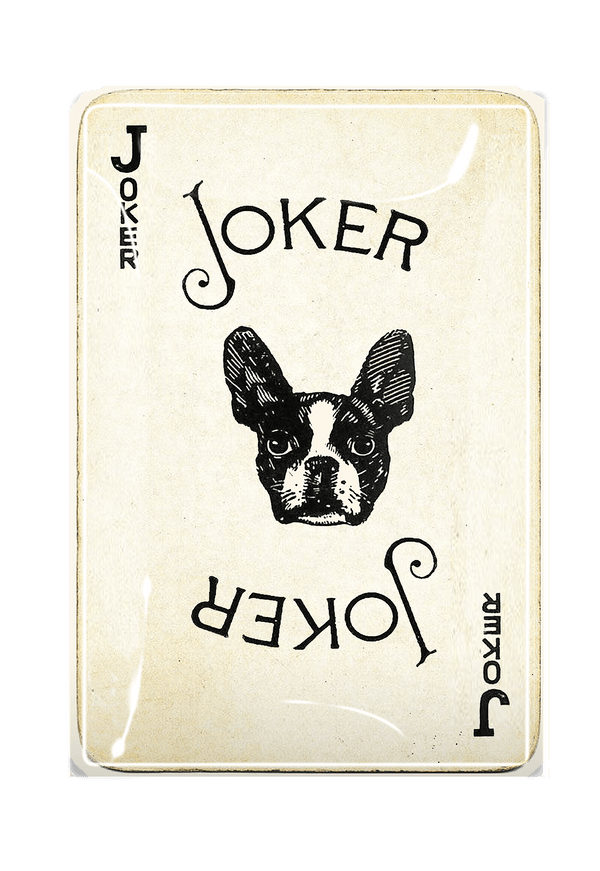 Frenchie Joker Playing Card Decoupage Glass Tray - Wholesale Ben's Garden 