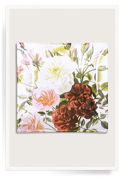 Bensgarden.com | Garden Roses Decoupage Glass Tray - Bensgarden.com