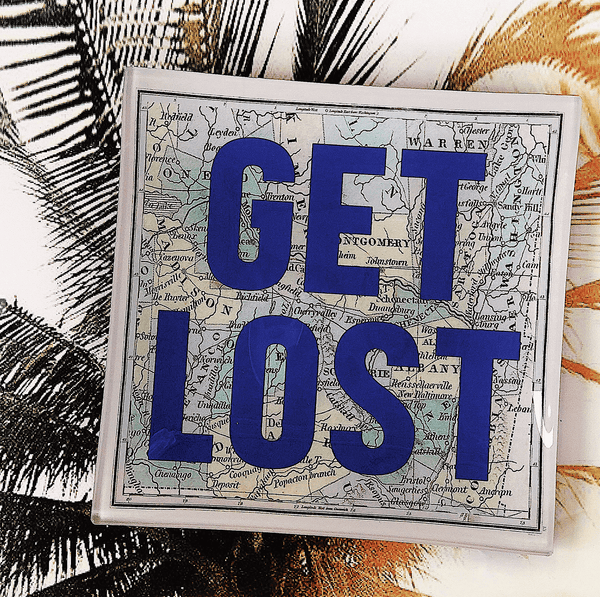 Bensgarden.com | Get Lost Decoupage Glass Tray - Bensgarden.com