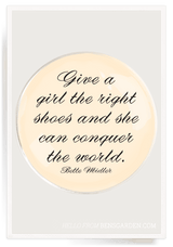 Bensgarden.com | Give A Girl The Right Shoes Round Decoupage Glass Tray - Bensgarden.com