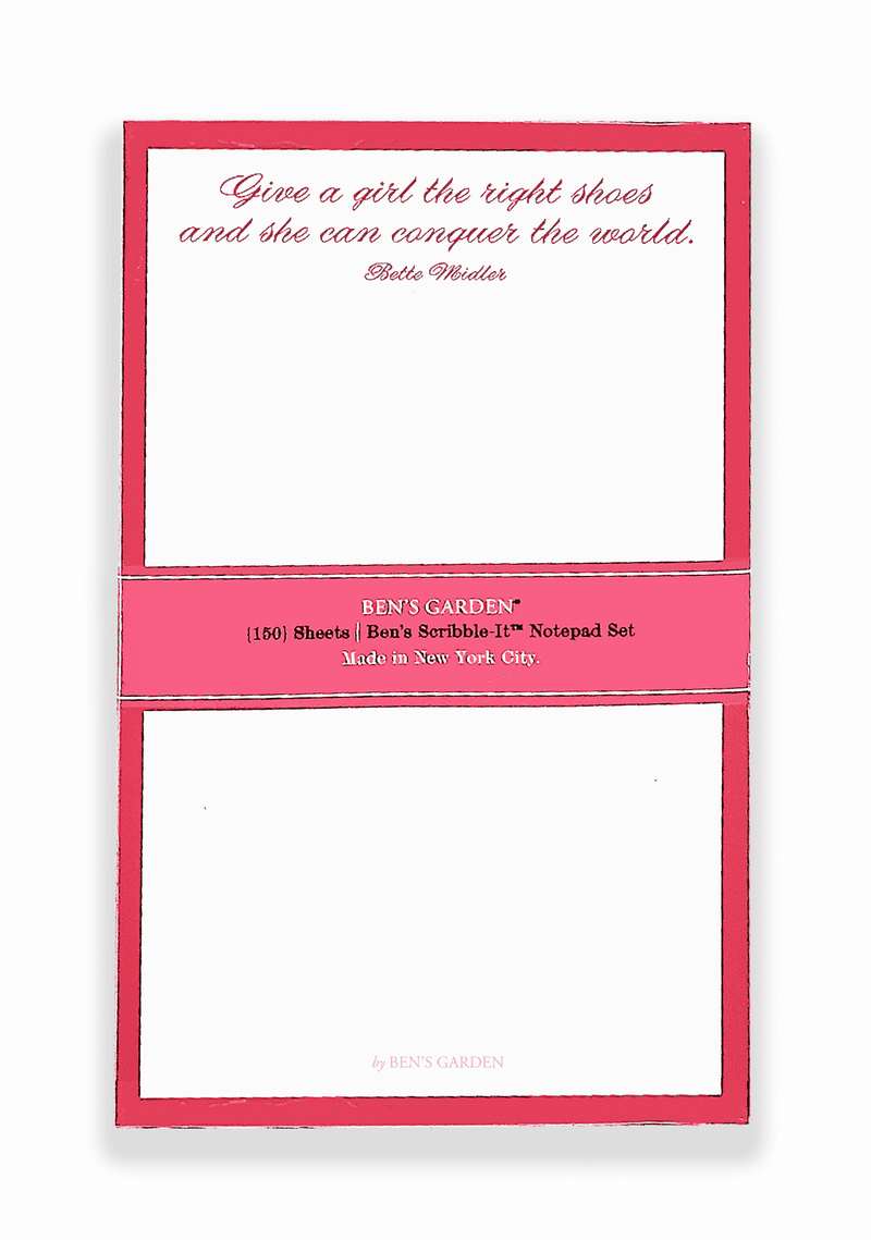 Bensgarden.com | Give A Girl The Right Shoes Scribble Notepad Set Of 3 // Min. Case Pack of 6 - Bensgarden.com