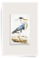 Great Blue Heron Decoupage Glass Tray