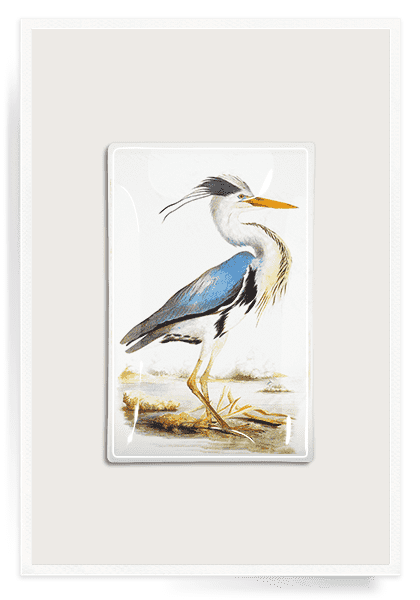 Great Blue Heron Decoupage Glass Tray