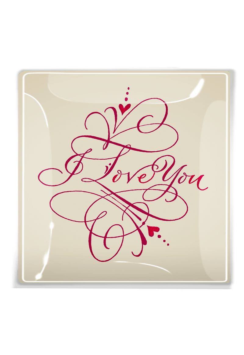 I Love You Calligraphy Decoupage Glass Tray - Wholesale Ben's Garden 