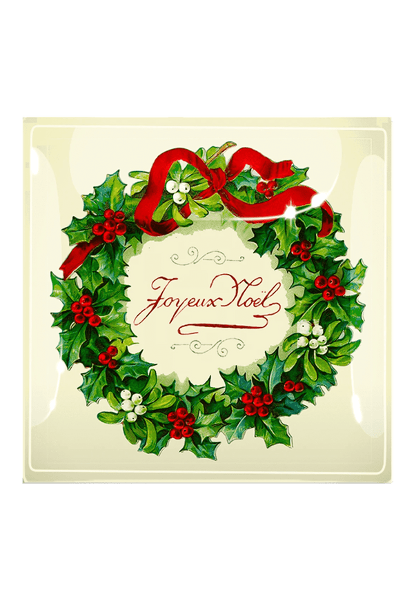 Joyeux Noel Wreath Decoupage Glass Tray - Wholesale Ben's Garden 