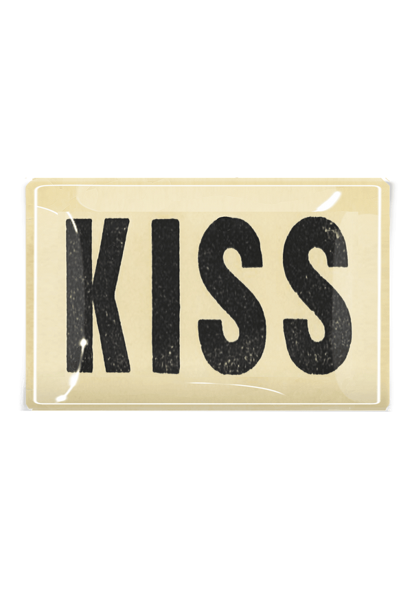 Kiss Typeface Decoupage Glass Tray