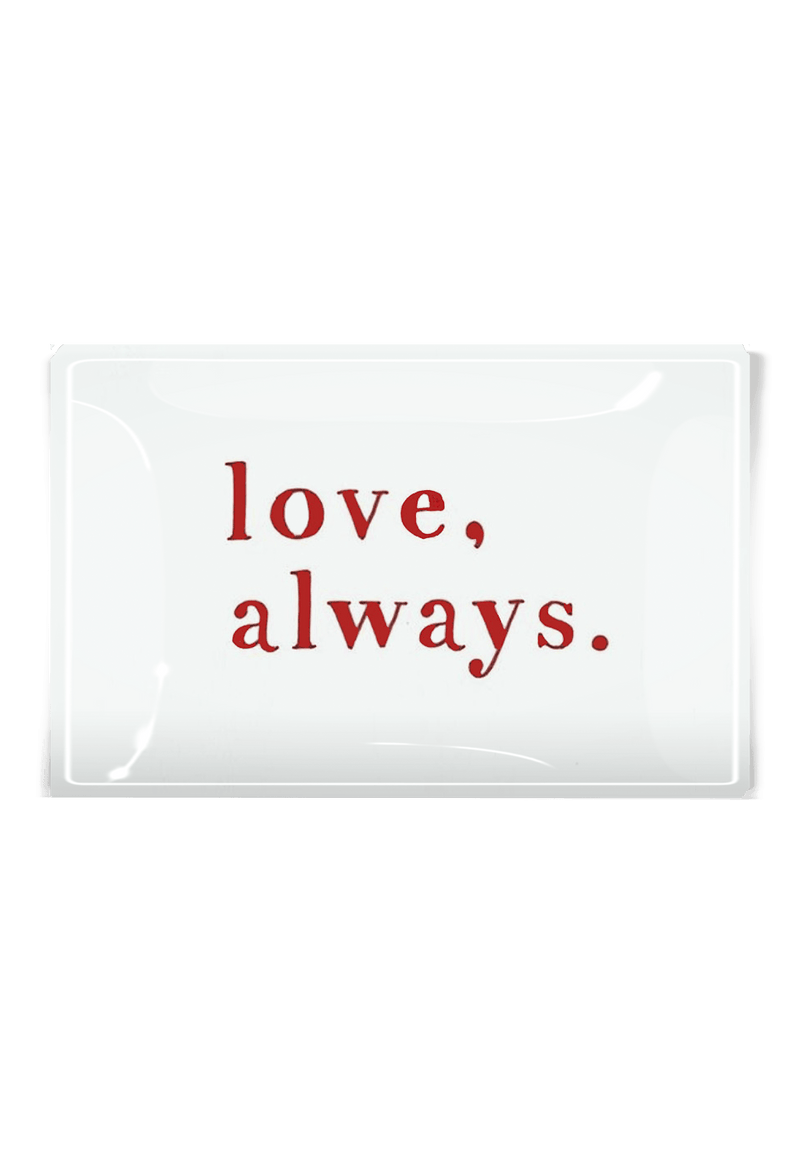 Love. Always Typewriter Decoupage Glass Tray - Wholesale Ben's Garden 