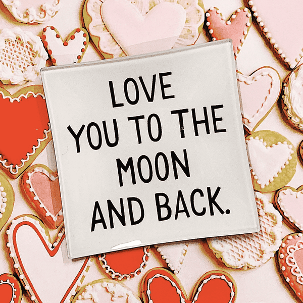Bensgarden.com | Love You To The Moon Decoupage Glass Tray - Bensgarden.com