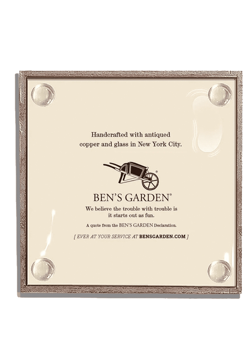 Min. Case Pack of 2 // I Have Mixed Drinks About Feelings Copper & Glass Coasters, Set/ 4
