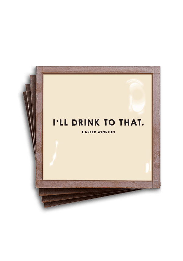 Min. Case Pack of 2 // I'll Drink To That Copper & Glass Coasters, Set of 4 - Wholesale Ben's Garden 