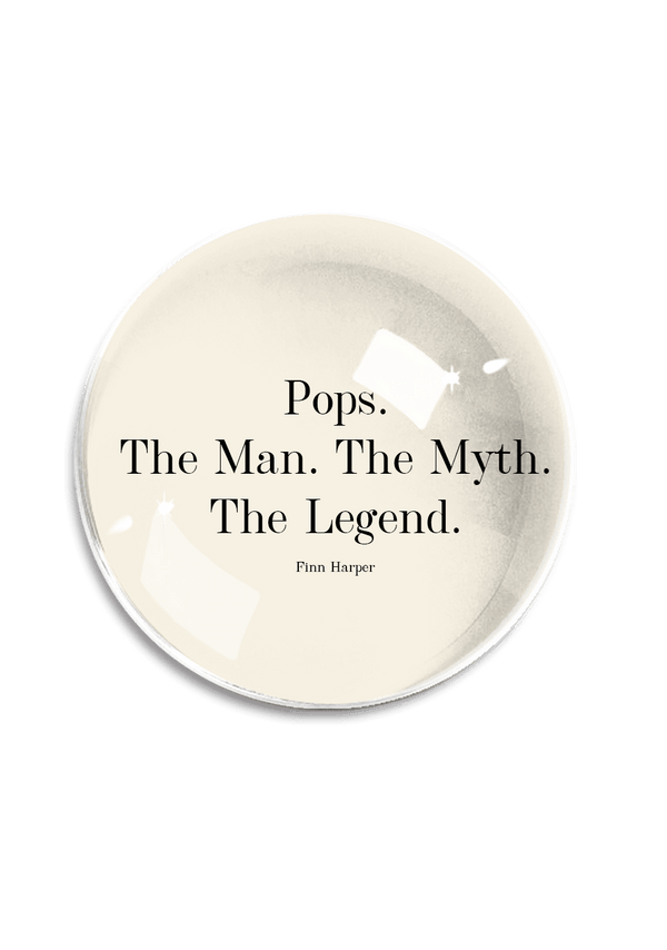Min. Case Pack of 2 // Pops. The Man. The Myth. The Legend. Crystal Dome Paperweight - Wholesale Ben's Garden 