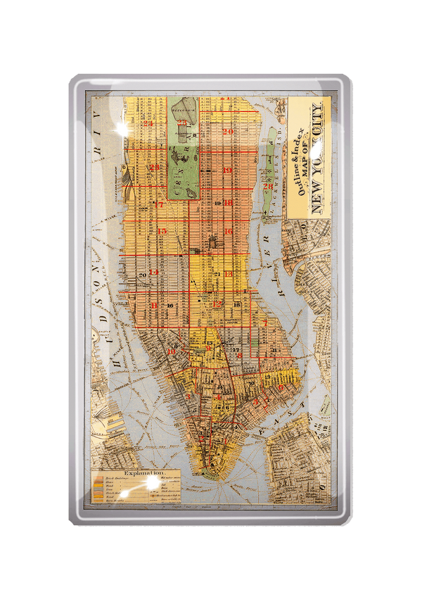 Outline & Index of New York City Map Decoupage Glass Tray