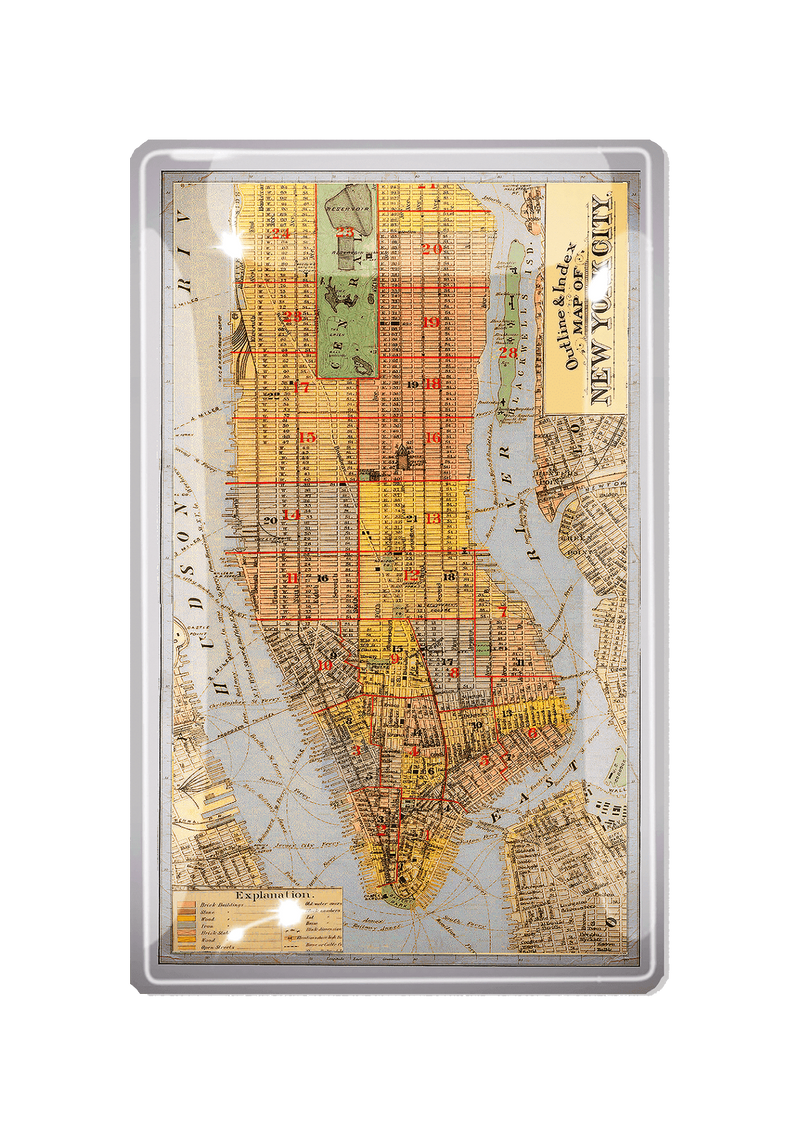 Outline & Index of New York City Map Decoupage Glass Tray