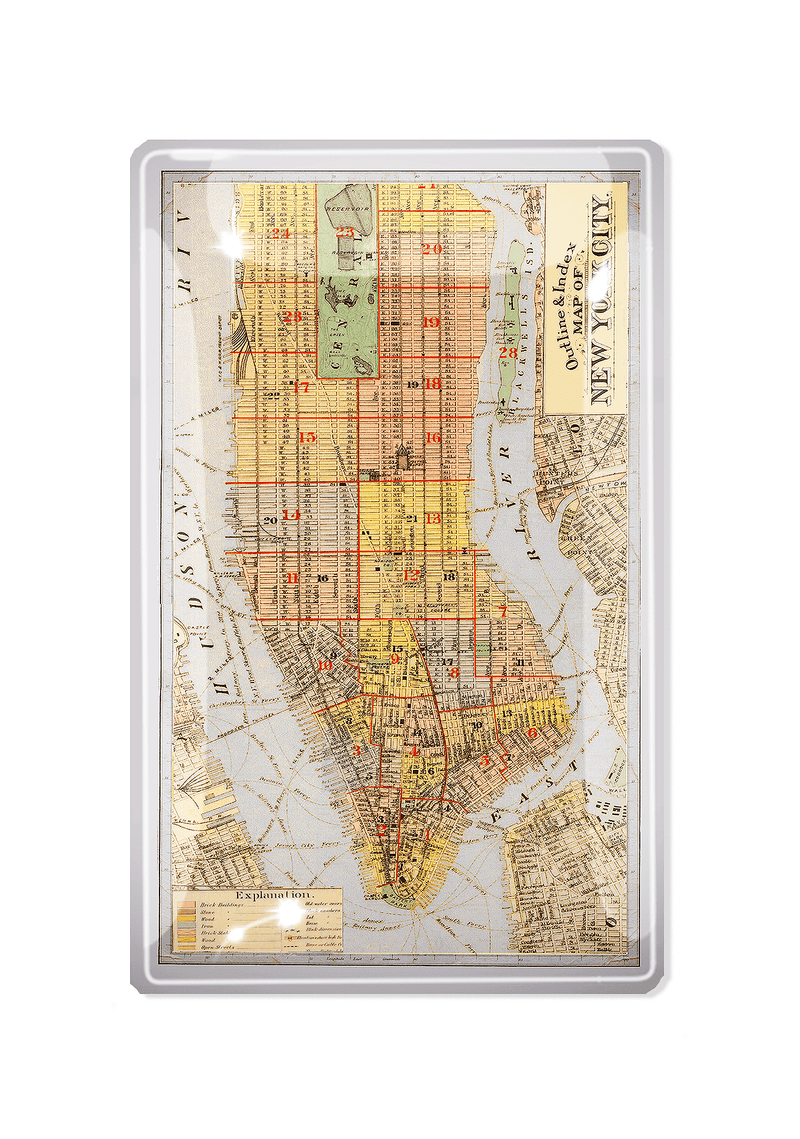 Bensgarden.com | Outline & Index of New York City Map Decoupage Glass Tray - Bensgarden.com