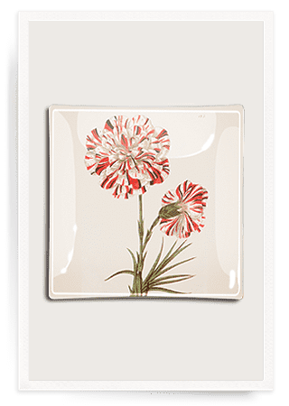 Bensgarden.com | Peppermint Flower Decoupage Glass Tray - Bensgarden.com