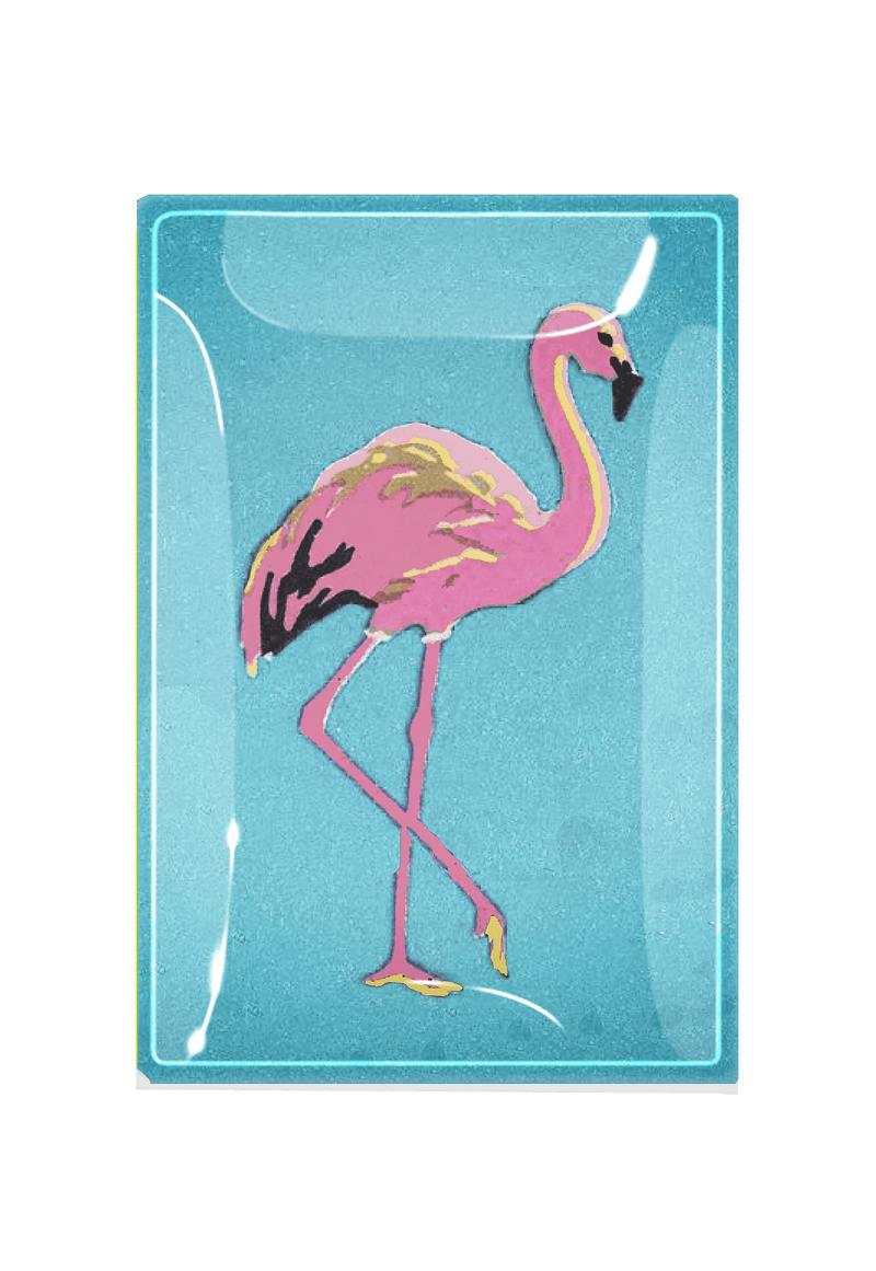 Pinky The Flamingo Decoupage Glass Tray - Wholesale Ben's Garden 