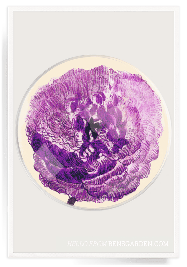 Bensgarden.com | Purple Flower Round Decoupage Glass Tray - Bensgarden.com