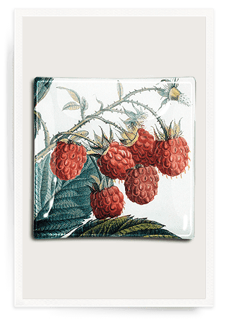 Bensgarden.com | Raspberries Decoupage Glass Tray - Bensgarden.com