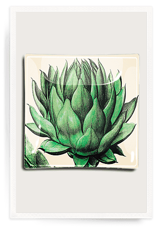 Bensgarden.com | Royal Artichoke Decoupage Glass Tray - Bensgarden.com