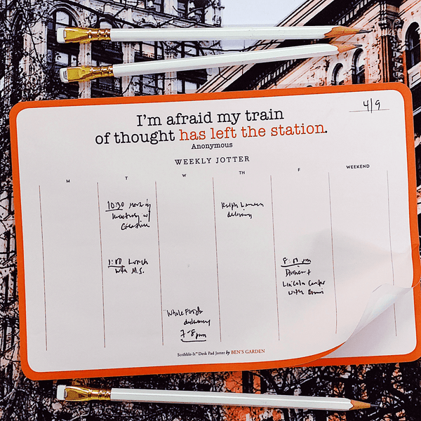 Bensgarden.com | SALE > I'm Afraid My Train Of Thought Weekly Scribble-it Desk Pad Jotter - Bensgarden.com
