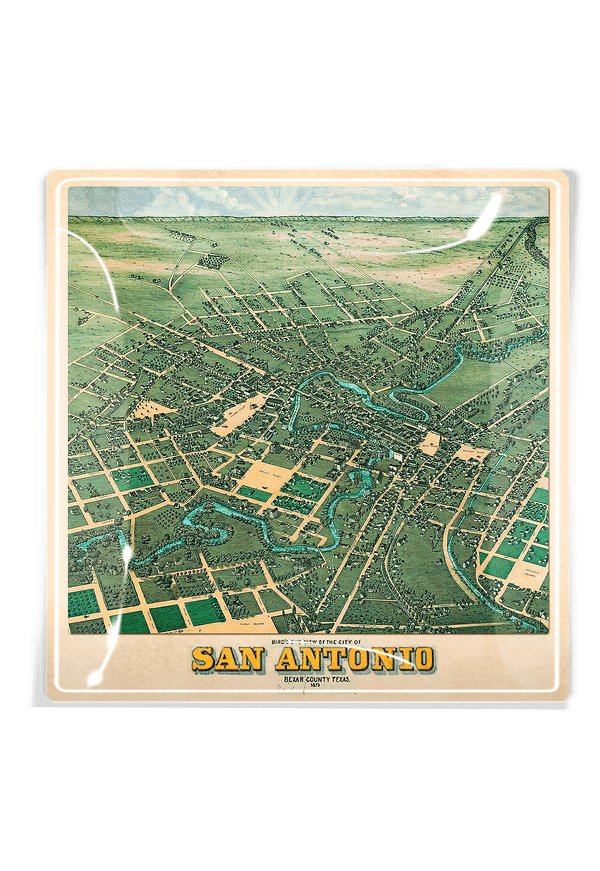 San Antonio, Texas Vintage City Decoupage Glass Tray - Wholesale Ben's Garden 
