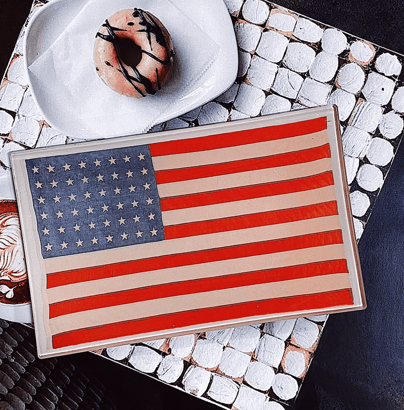 Star Spangled Banner American Flag Decoupage Glass Tray - Wholesale Ben's Garden 
