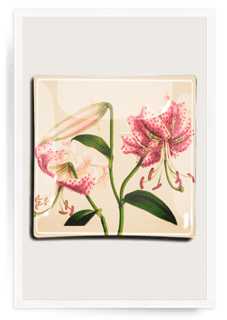 Bensgarden.com | Stargazer Lily Decoupage Glass Tray - Bensgarden.com