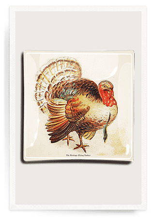 Bensgarden.com | The Heritage Flying Turkey Decoupage Glass Tray - Bensgarden.com