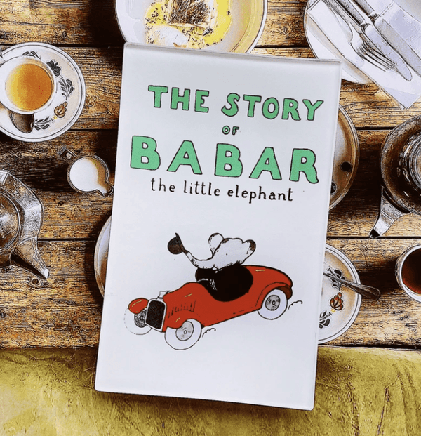 The Story of Babar Jacket Decoupage Glass Tray - Wholesale Ben's Garden 