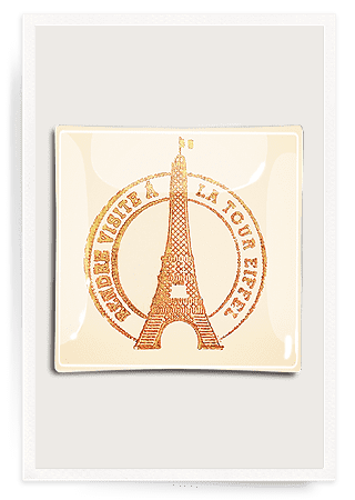 Bensgarden.com | Tour Eiffel Stamp Decoupage Glass Tray - Bensgarden.com
