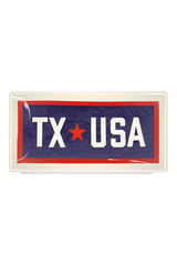 TX USA Texas Vintage Pennant Decoupage Glass Tray - Wholesale Ben's Garden 