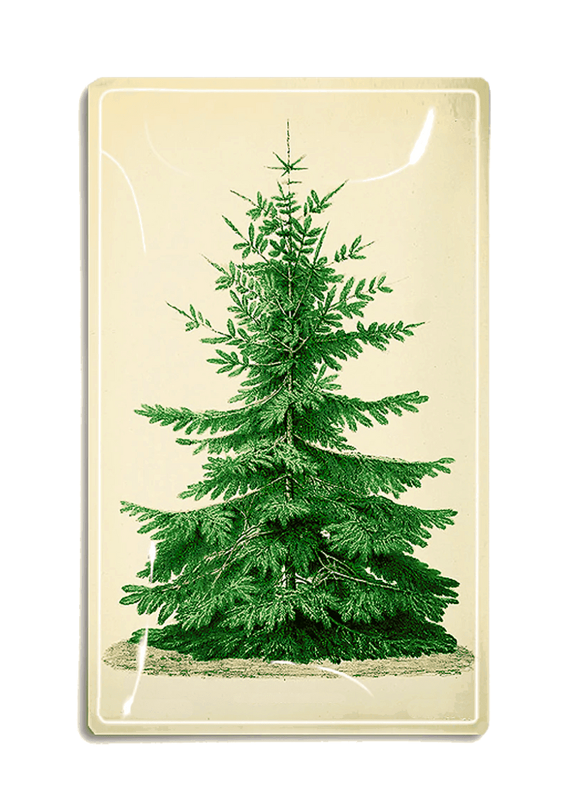 Vintage Christmas Tree Decoupage Glass Tray