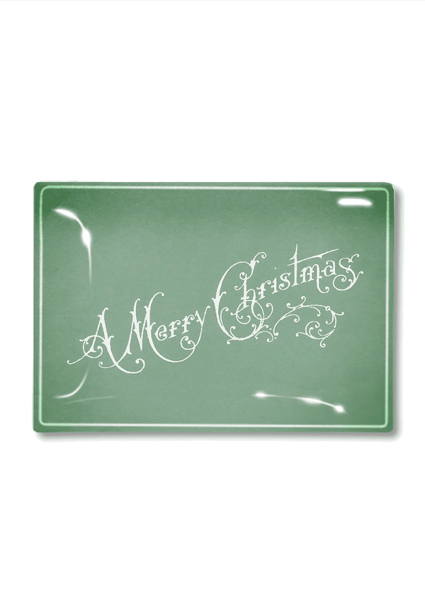 Vintage Mint Merry Christmas Script Decoupage Glass Tray - Wholesale Ben's Garden 