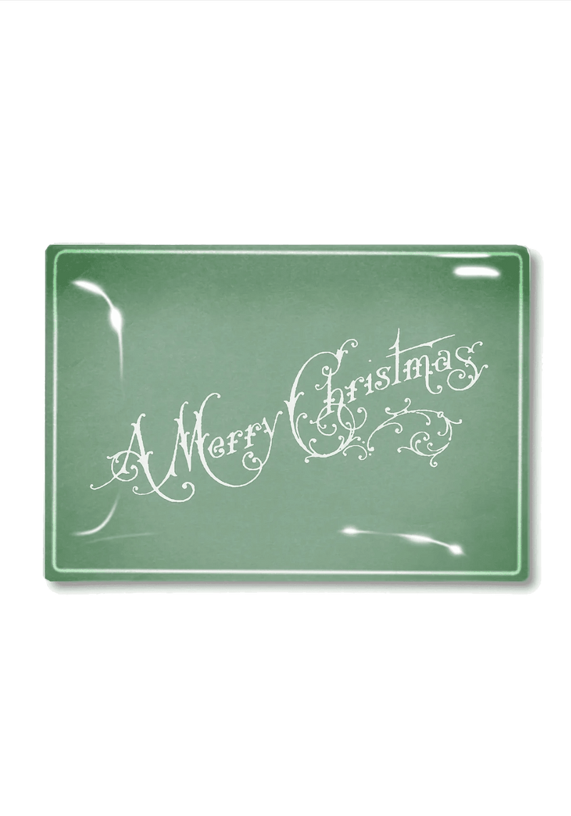 Vintage Mint Merry Christmas Script Decoupage Glass Tray - Wholesale Ben's Garden 