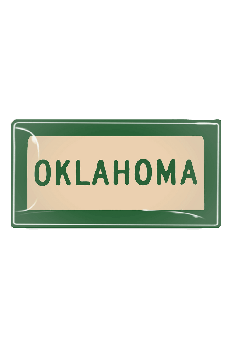 Vintage Oklahoma Texas State Sign Decoupage Glass Tray - Wholesale Ben's Garden 